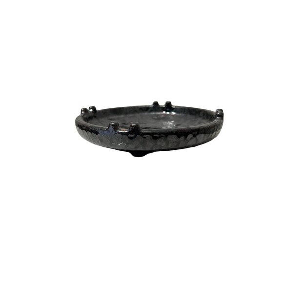 Lavorato A Mano Made in Italy Gunmetal Metallic Glaze Terracotta Dish Ashtray - Picture 2 of 5